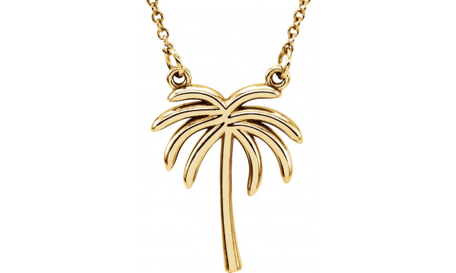 14K Yellow Palm Tree 16 1/2 Necklace - 85879100P