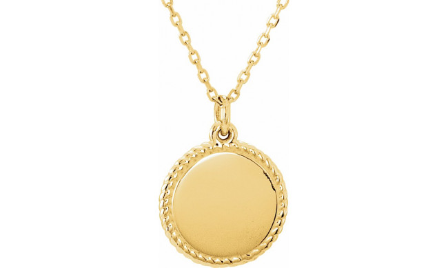 14K Yellow Engravable Round 16-18 Rope Necklace - 86470107P