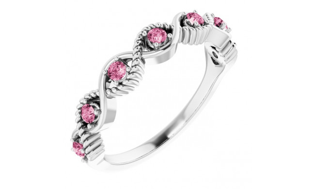 14K White Pink Tourmaline Stackable Ring - 720466014P