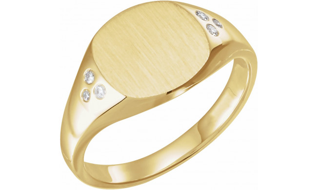 14K Yellow .05 CTW Diamond 10.87x10.26 mm Oval Signet Ring - 123030606P
