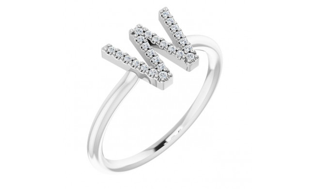 14K White .07 CTW Diamond Initial W Ring - 1238346110P