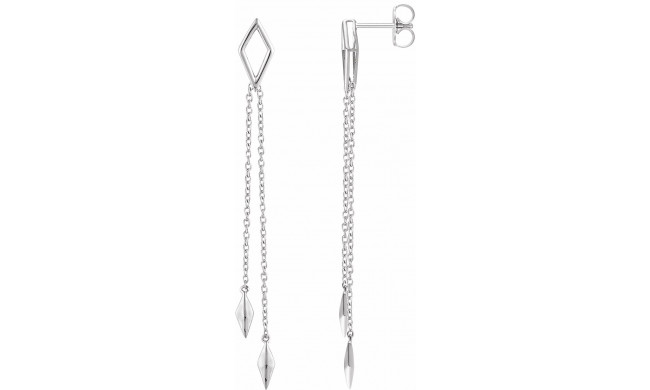 14K White Geometric Chain Earrings - 65233460000P