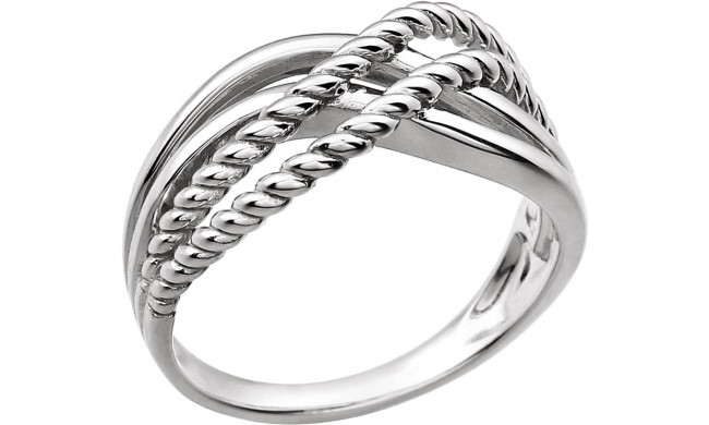 14K White Crossover Rope Design Ring - 861521000P