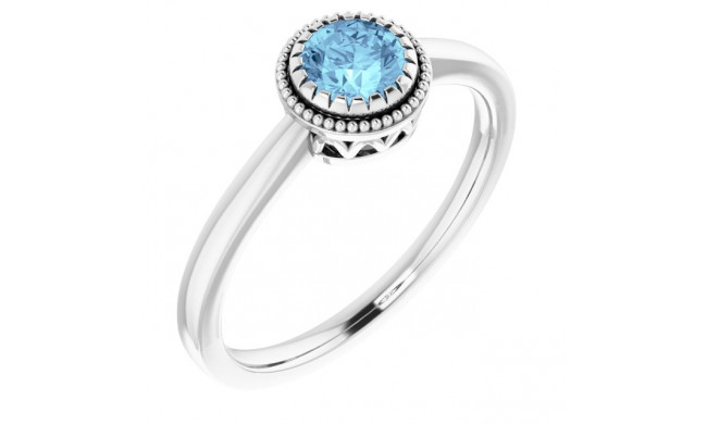 14K White Aquamarine March Birthstone Ring - 651609106P