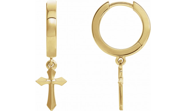 14K Yellow Cross Drop Earrings - R17029601P