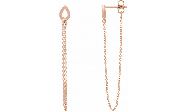 14K Rose Leaf Chain Earrings - 65239160002P