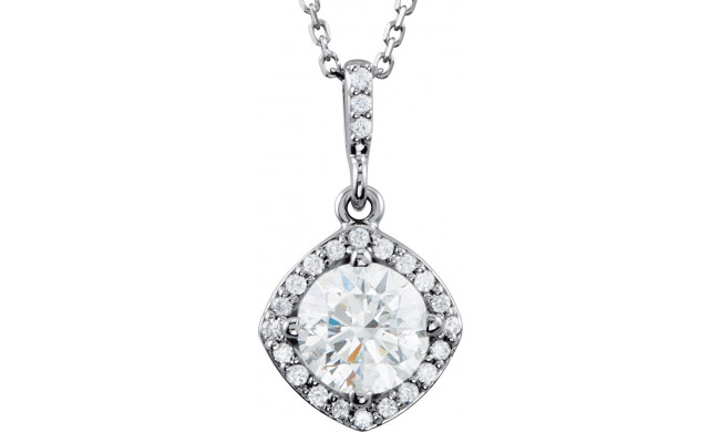 14K White 1 CTW Diamond Halo-Style 18 Necklace - 8530660003P