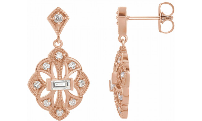 14K Rose 3/8 CTW Diamond Vintage-Inspired Earrings - 87055602P