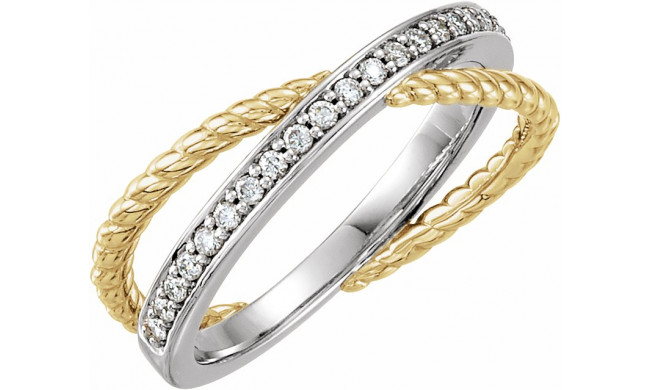 14K Yellow/White 1/5 CTW Diamond Criss-Cross Rope Ring - 1227536000P