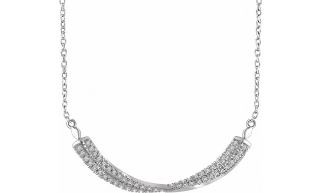 14K White 1/4 CTW Diamond Twisted Bar 16-18 Necklace - 65306060002P