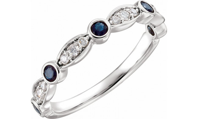 14K White Sapphire & 1/6 CTW Diamond Ring - 65198960002P