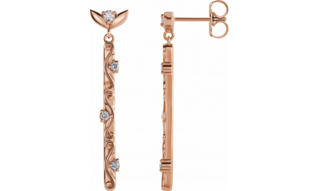 14K Rose 1/8 CTW Diamond Vintage-Inspired Dangle Earrings - 87044602P