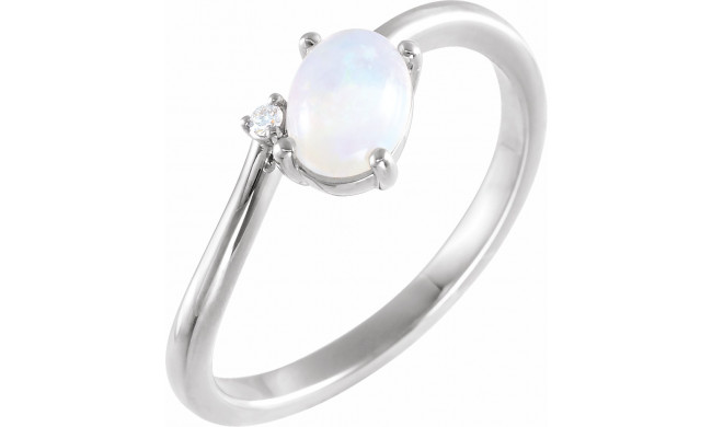 14K White Ethiopian Opal & .015 CT Diamond Bypass Ring - 72085600P
