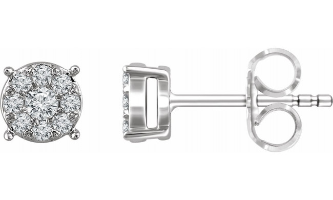 14K White 1/4 CTW Diamond Cluster Stud Earrings - 65296960001P