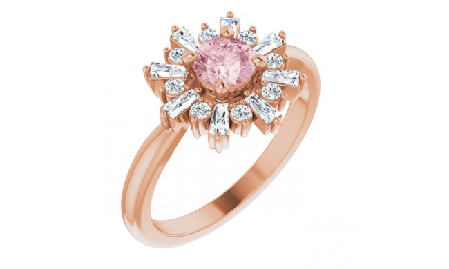 14K Rose 5 mm Round Pink Morganite & 3/8 CTW Diamond Ring - 720866012P