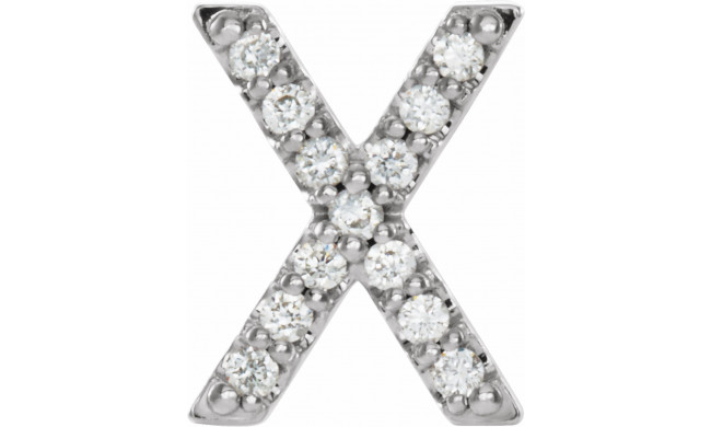 14K White .06 CTW Diamond Single Initial X Earring - 867976120P