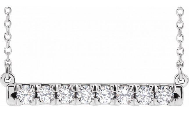 14K White 1/2 CTW Diamond French-Set Bar 16 Necklace - 86969720P