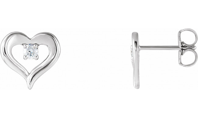 14K White 1/10 CTW Diamond Heart Stud Earrings - 86702600P