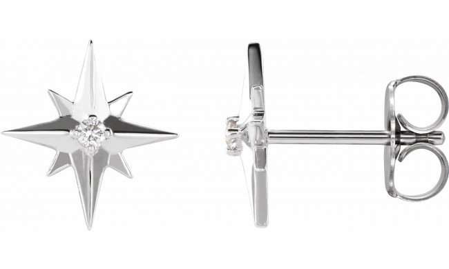 14K White .03 CTW Diamond Star Earrings - 86749600P