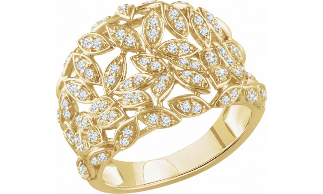 14K Yellow 1/2 CTW Diamond Leaf Ring - 65236360001P