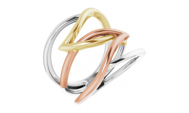 14K Tri-Color Criss-Cross Ring - 65240760000P
