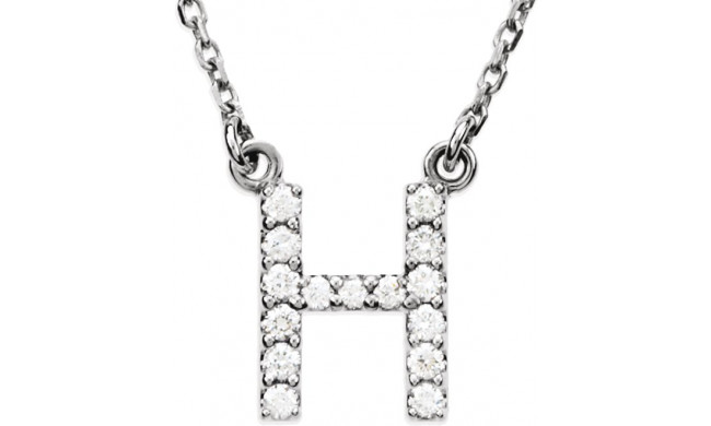 14K White Initial H 1/8 CTW Diamond 16 Necklace - 67311107P