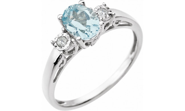 14K White Swiss Blue Topaz & .04 CTW Diamond Ring - 651544102P