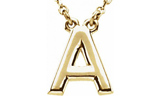 14K Yellow Block Initial A 16 Necklace - 84634100P
