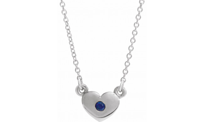 14K White Blue Sapphire Heart 16 Necklace - 8633560040P