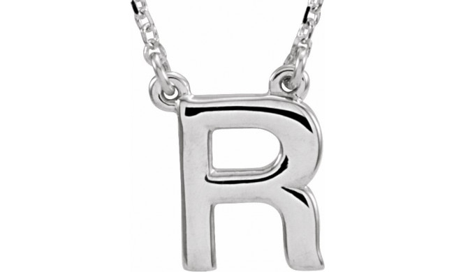 14K White Block Initial R 16 Necklace - 84634316230P