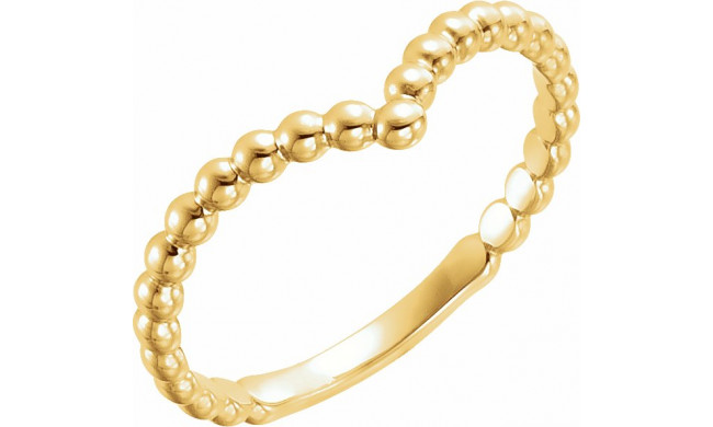 14K Yellow Beaded V Ring - 51730102P