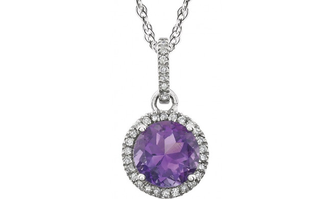 14K White Amethyst & 1/10 CTW Diamond 18 Necklace - 65130170002P