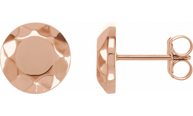 14K Rose Faceted Design Circle Earrings - 862396007P