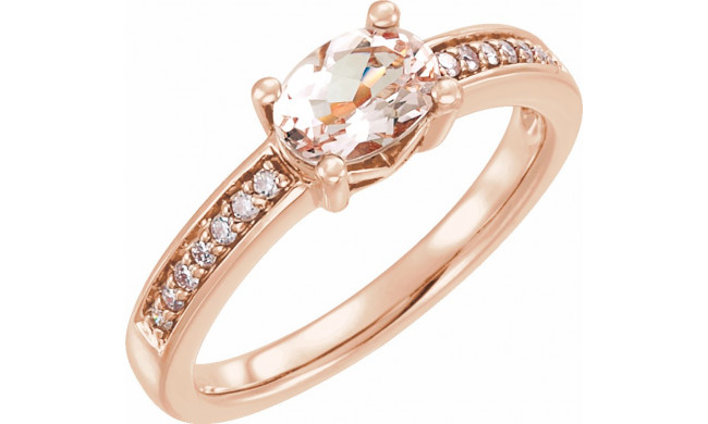 14K Rose Morganite & 1/10 CTW Diamond Ring - 65202060000P