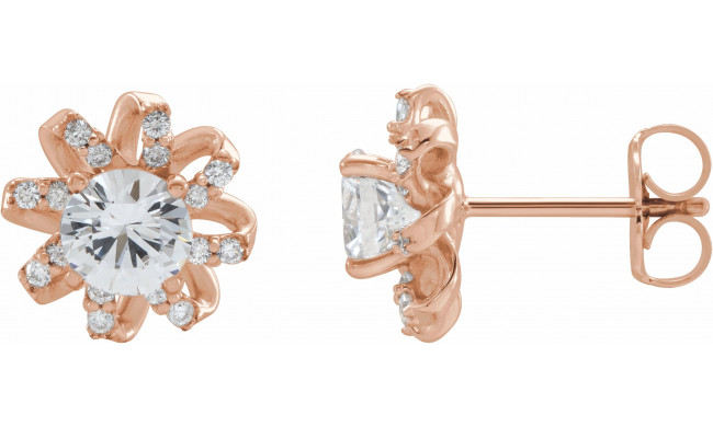 14K Rose Sapphire & 1/6 CTW Diamond Halo-Style Earrings - 87092652P