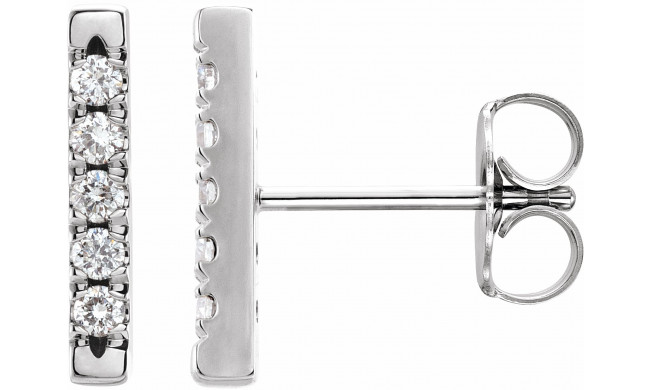 Platinum 1/8 CTW Diamond French-Set Bar Earrings - 87066603P