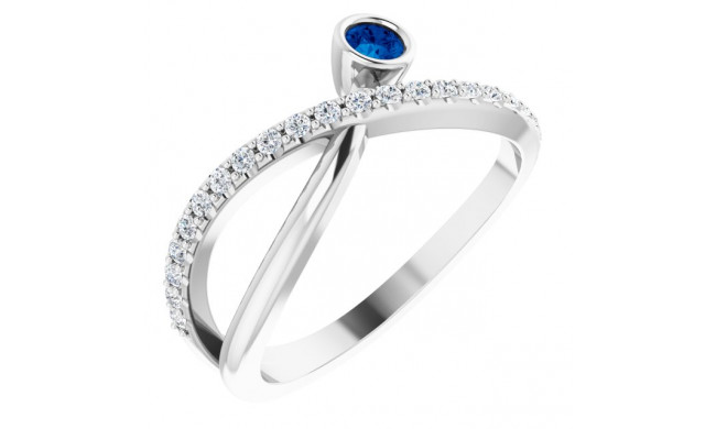 14K White Blue Sapphire & 1/5 CTW Diamond Ring - 72072613P