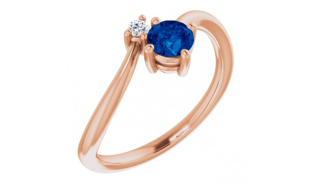 14K Rose Blue Sapphire & .025 CTW Diamond Ring - 7203460002P