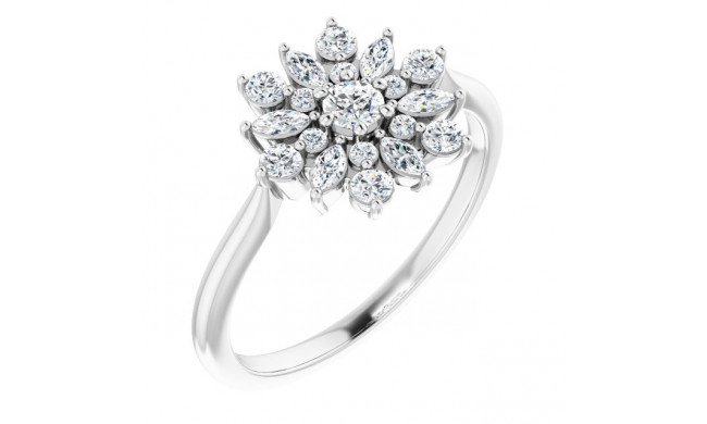 14K White 1/2 CTW Diamond Vintage-Inspired Ring - 123944600P