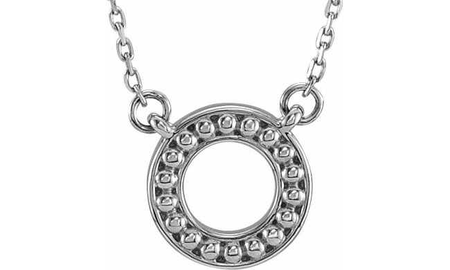 14K White Beaded Circle 16-18 Necklace - 865686000P