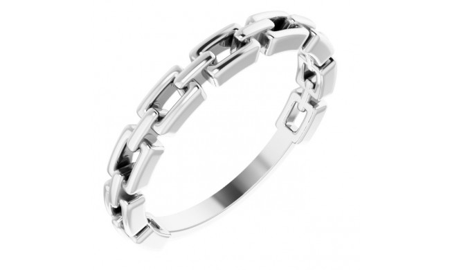 14K White Chain Link Ring - 52078102P