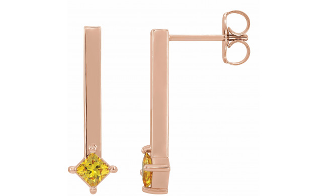 14K Rose Yellow Sapphire Bar Drop Earrings - 87023608P