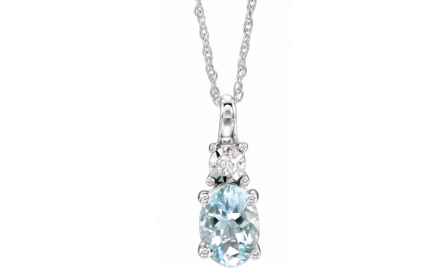 14K White Aquamarine & .02 CTW Diamond 18 Necklace - 651534111P