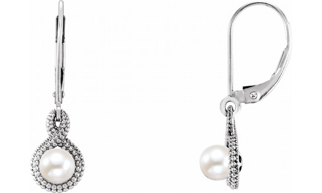 14K White Freshwater Cultured Pearl Beaded Earrings - 86565600P
