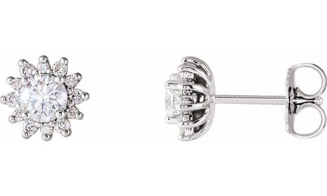 14K White 1/2 CTW Diamond Halo-Style Earrings - 86664605P