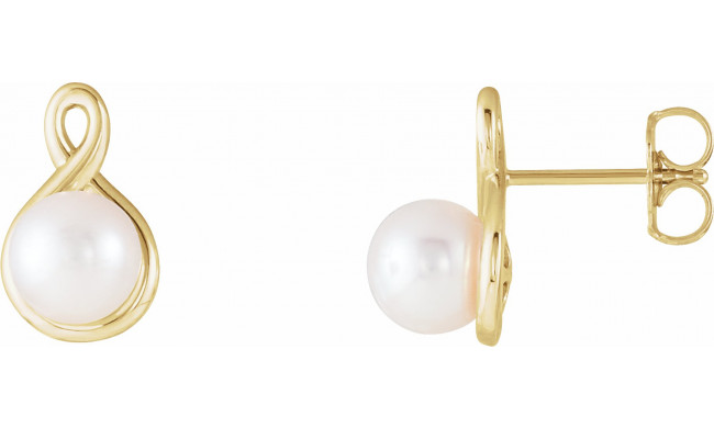 14K Yellow Pearl Earrings - 86726601P