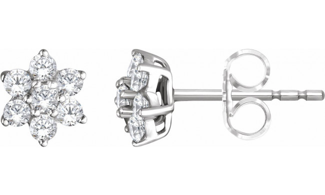 14K White 3/8 CTW Diamond Flower Earrings - 65284860001P