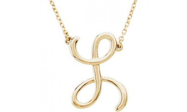 14K Yellow Script Initial L 16 Necklace - 84635236P