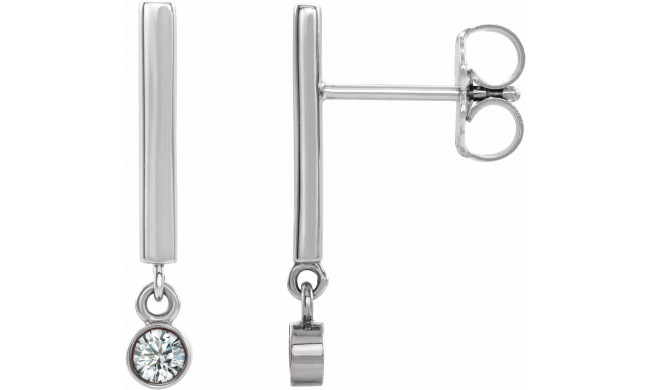 14K White 1/8 CTW Diamond Bar Earrings - 869066000P