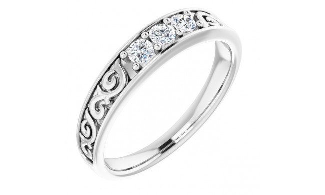 14K White 1/3 CTW Diamond Three-Stone Scroll Ring - 98506020P